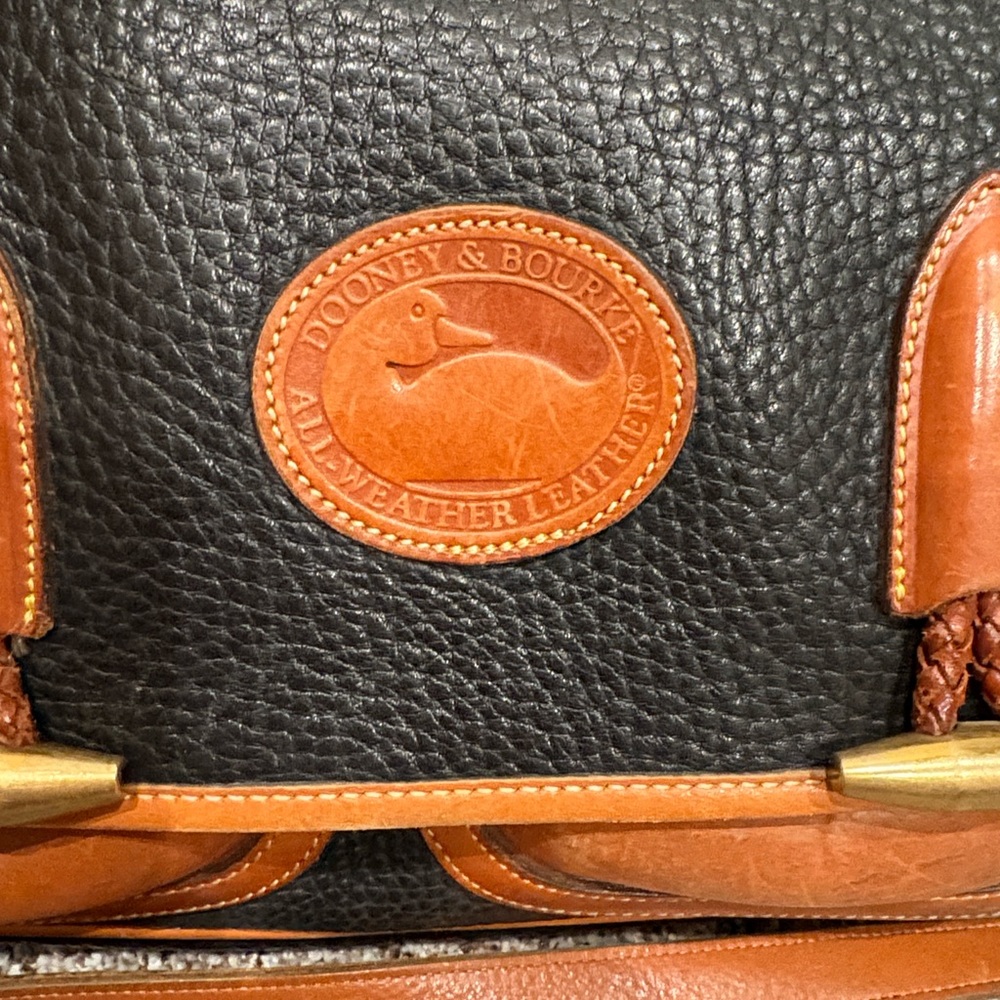 Dooney & Bourke Black and Tan Leather Shoulder Bag - Picture 2 of 10